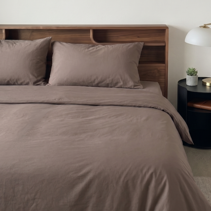 Riverbed Brown Percale Cotton Duvet Cover Set