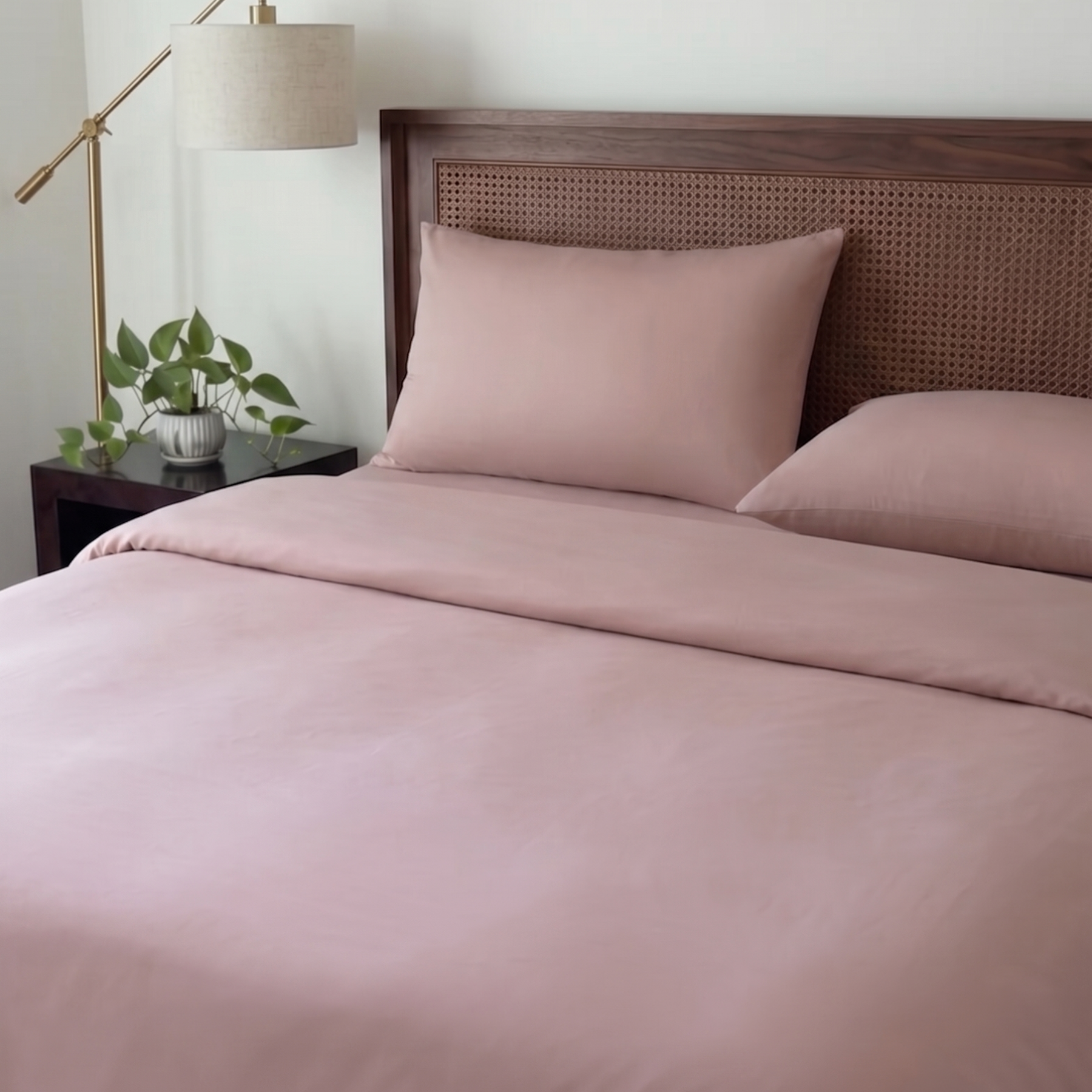 Blush Pink Percale Cotton Duvet Cover Set
