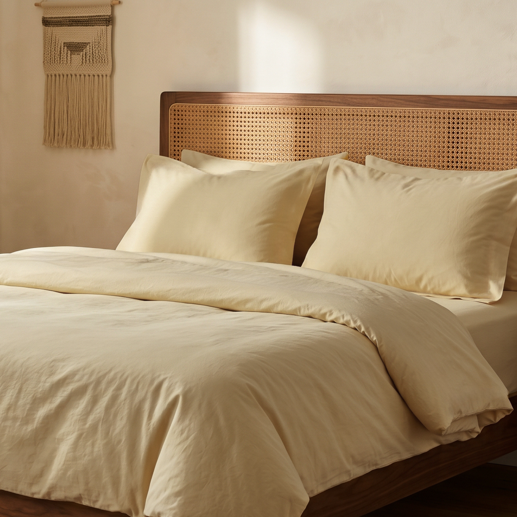 Butter Yellow Percale Cotton Duvet Cover Set