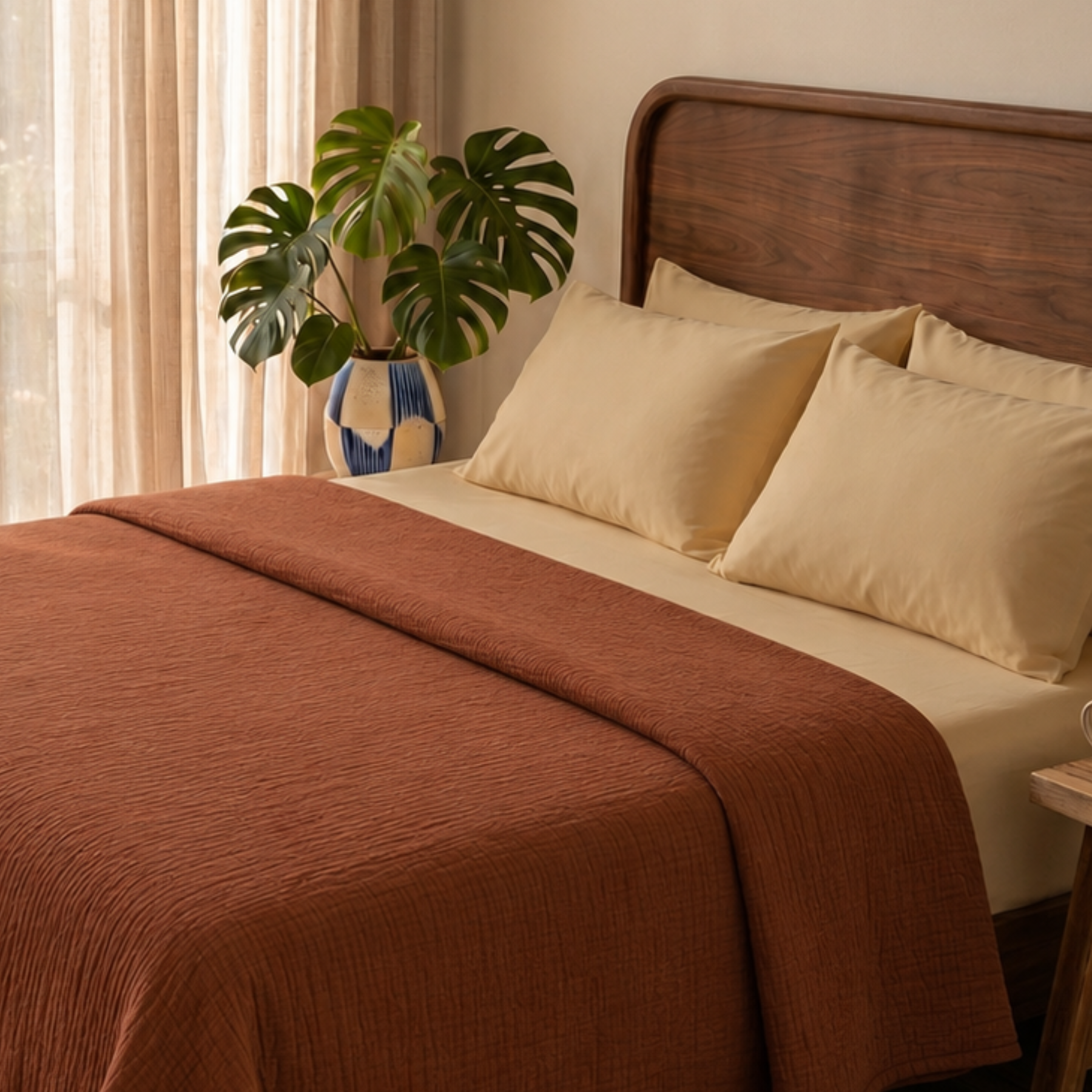 Copper Brown Cotton Gauze Light Blanket