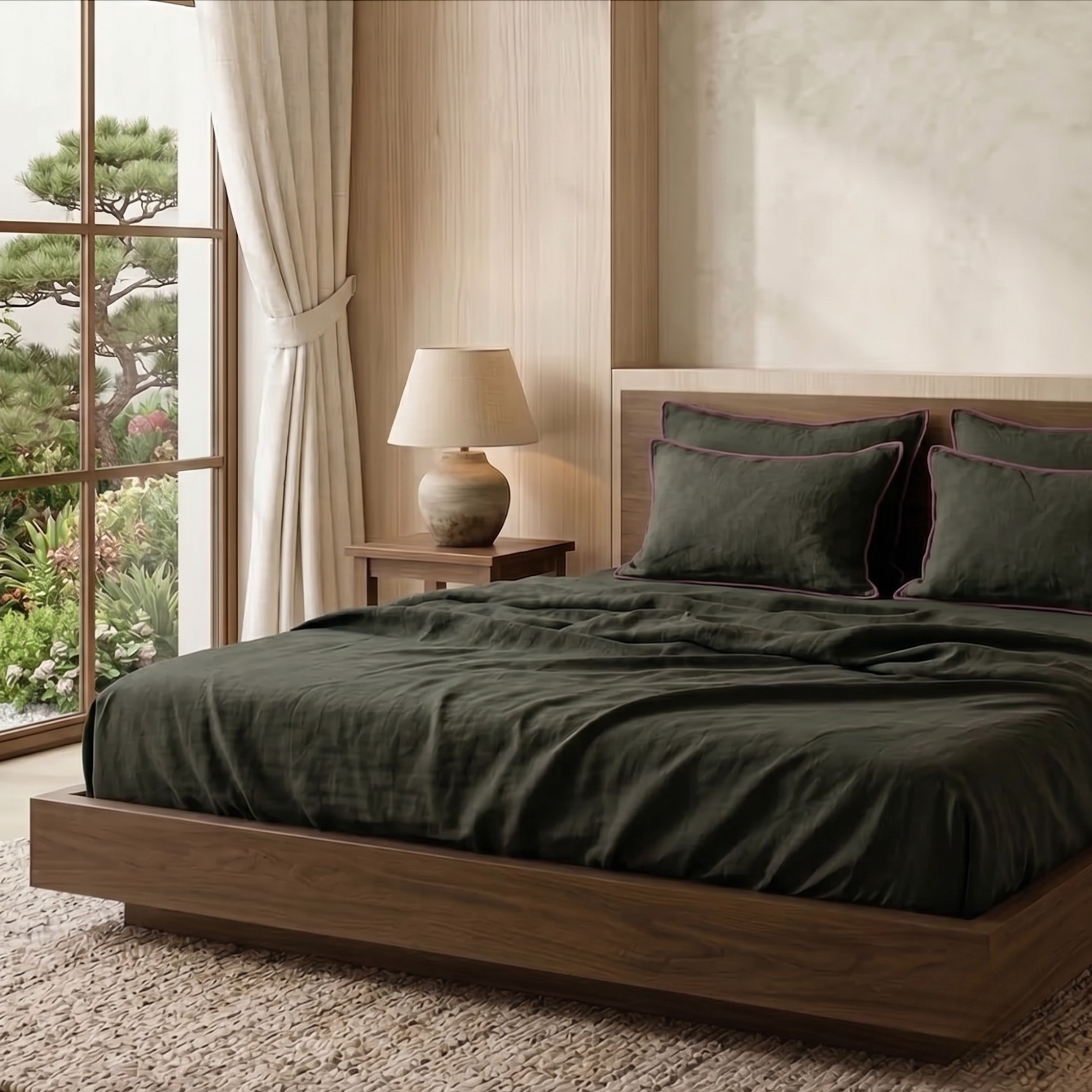 Fiscus Green Linen Bedsheet Set