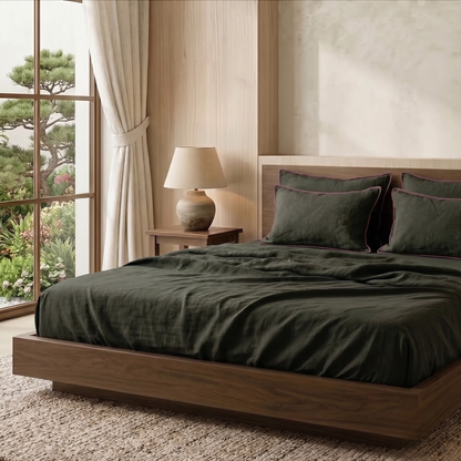 Fiscus Green Linen Bedsheet Set