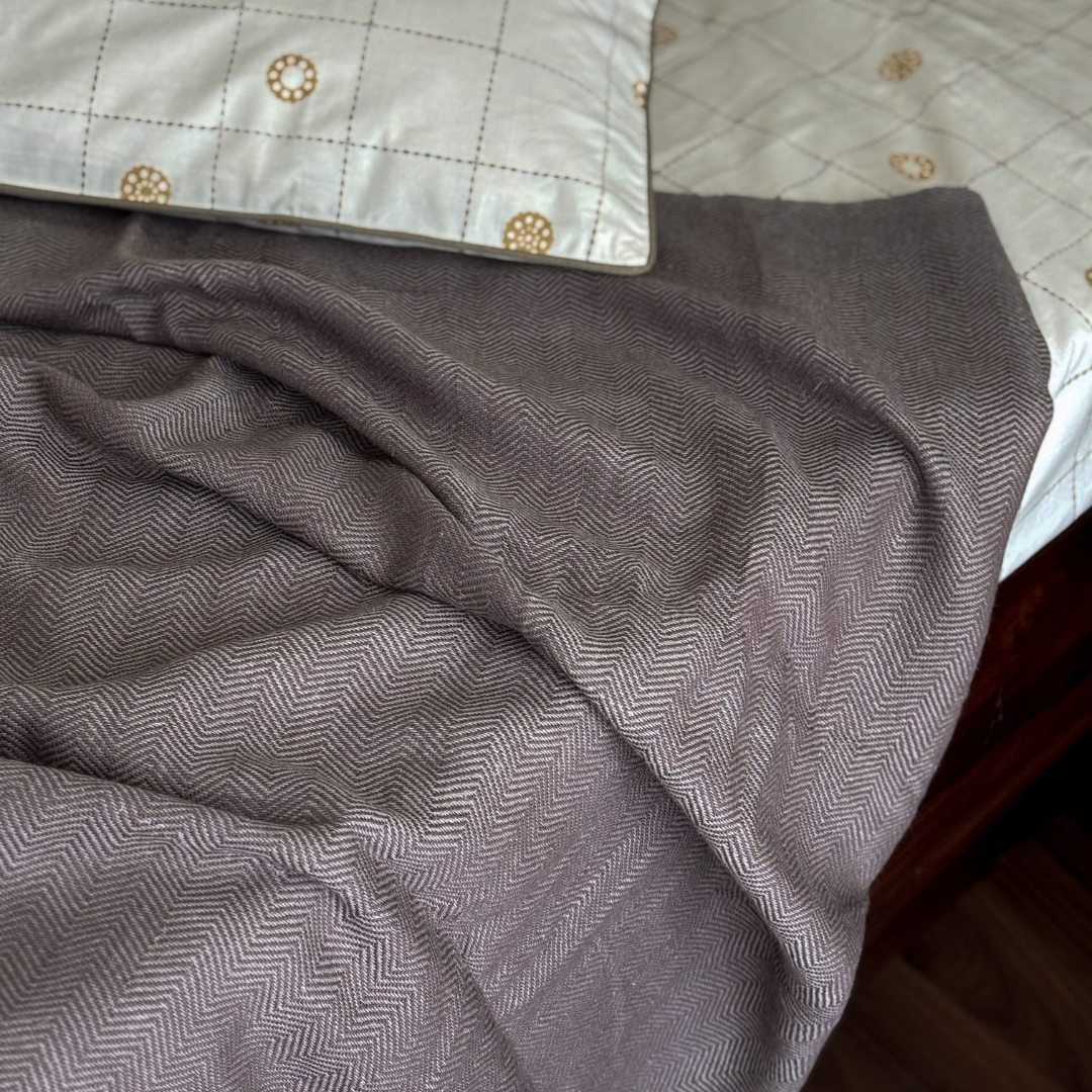 Moraine Brown Merino Hand Woven Woollen Throw