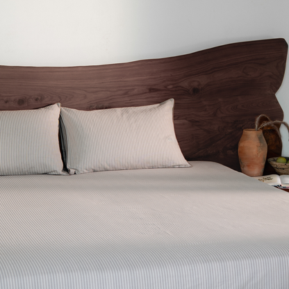 Riverbed Brown Yarn Dyed Pin Stripe Bedsheet Set