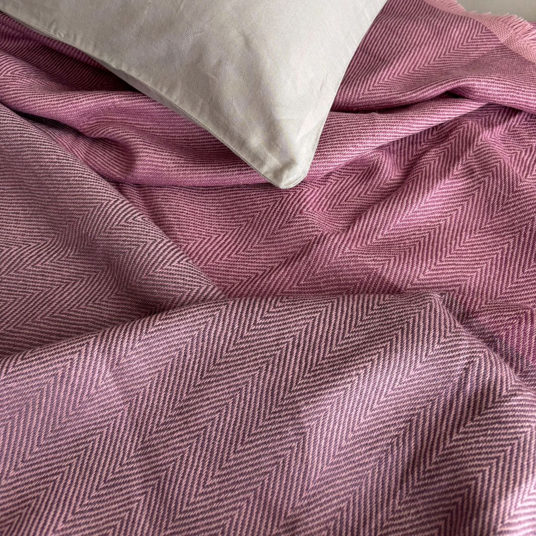 Purple Mauve Merino Hand Woven Woollen Throw