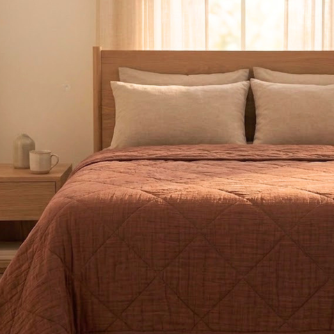 Copper Brown Cotton Gauze Light Summer Quilt