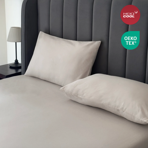 Loom Beige Percale Cooling Bedsheet Set
