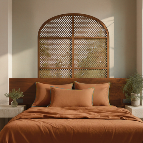 Cinnamon Brown Linen Bedsheet Set