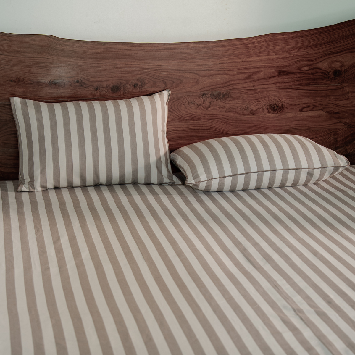 Riverbed Brown Yarn Dyed Broad Stripe Bedsheet Set