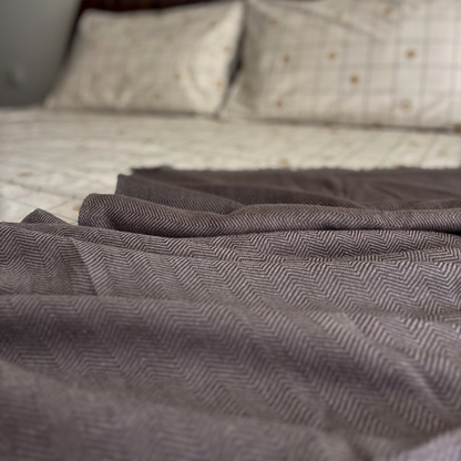 Moraine Brown Merino Hand Woven Woollen Throw