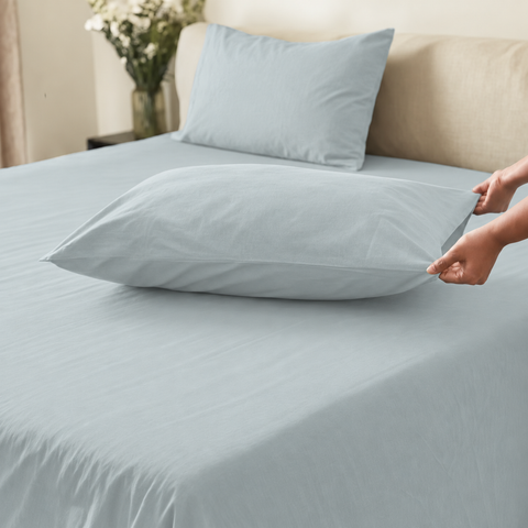 French Blue Percale Cooling Bedsheet Set