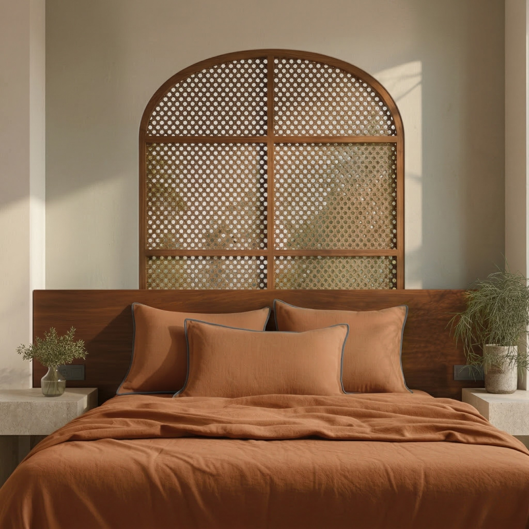 Cinnamon Brown Linen Bedsheet Set