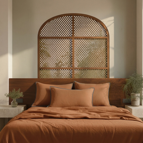 Cinnamon Brown Linen Bedsheet Set