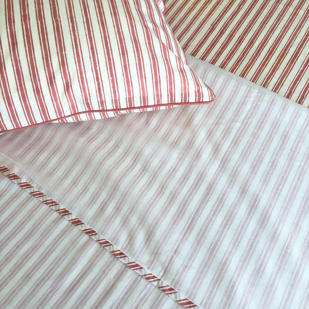 Vintage AshRose Block Printed Percale Dohar