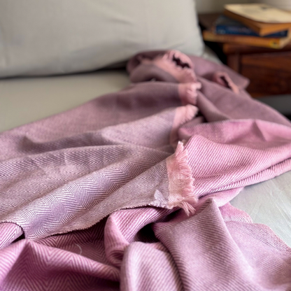 Purple Mauve Merino Hand Woven Woollen Throw