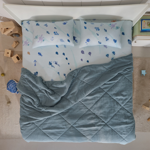 Ocean Blue Cotton Gauze Light All-Season Quilt