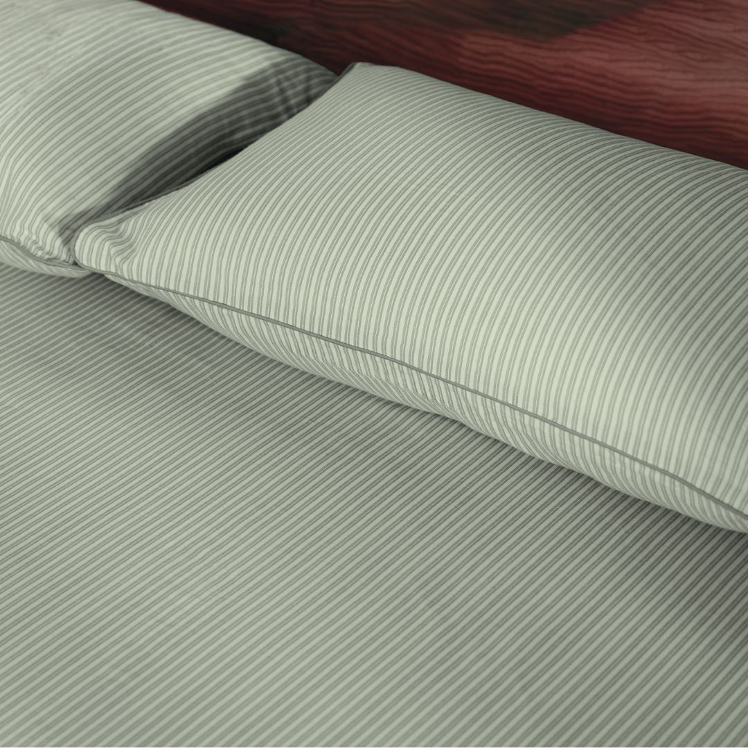 Pine Green Yarn Dyed Pin Stripe Bedsheet Set