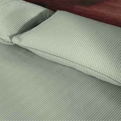 Pine Green Yarn Dyed Pin Stripe Bedsheet Set