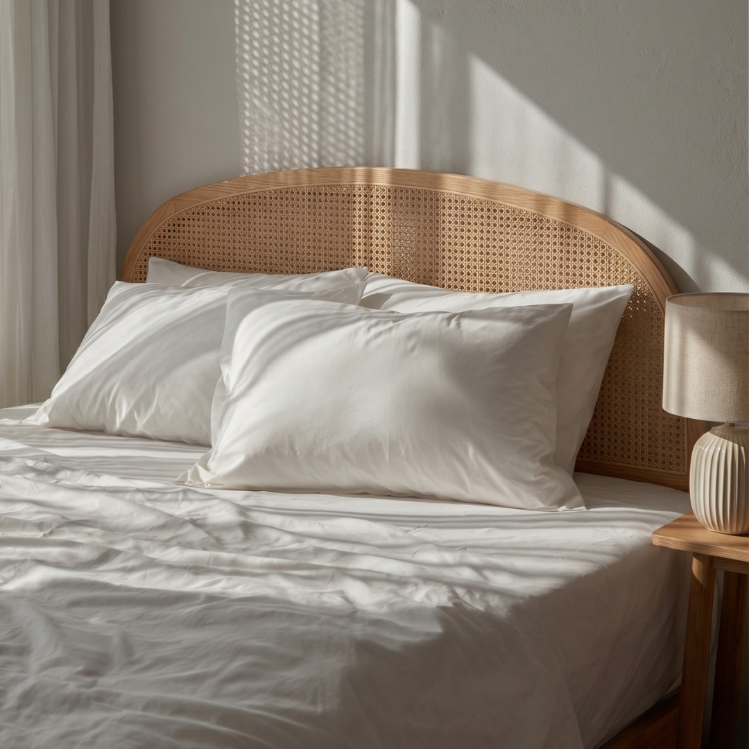 Milky White Percale Cooling Bedsheet Set