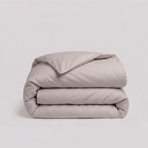 Loom Beige Percale Cotton Duvet Cover with 2 Shams