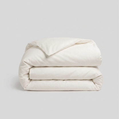 Milky White Percale Cotton Duvet Cover Set