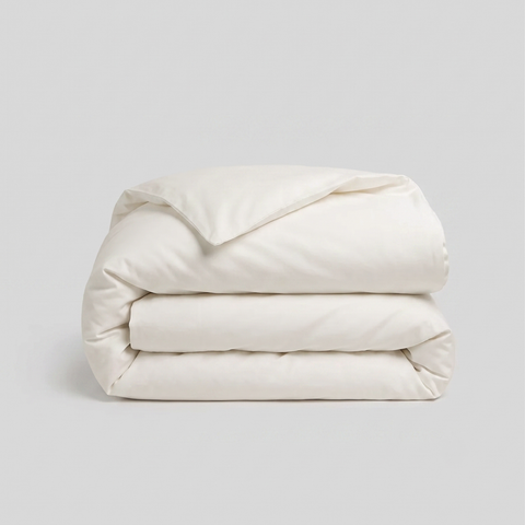 Milky White Percale Cotton Duvet Cover with 2 Shams