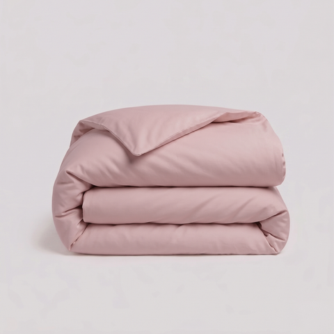 Blush Pink Percale Cotton Duvet Cover with 2 Shams