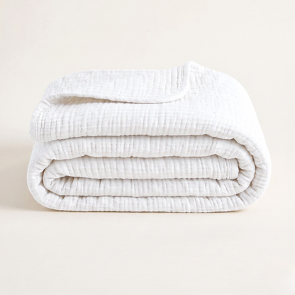 Cloud White Cotton Gauze Blanket