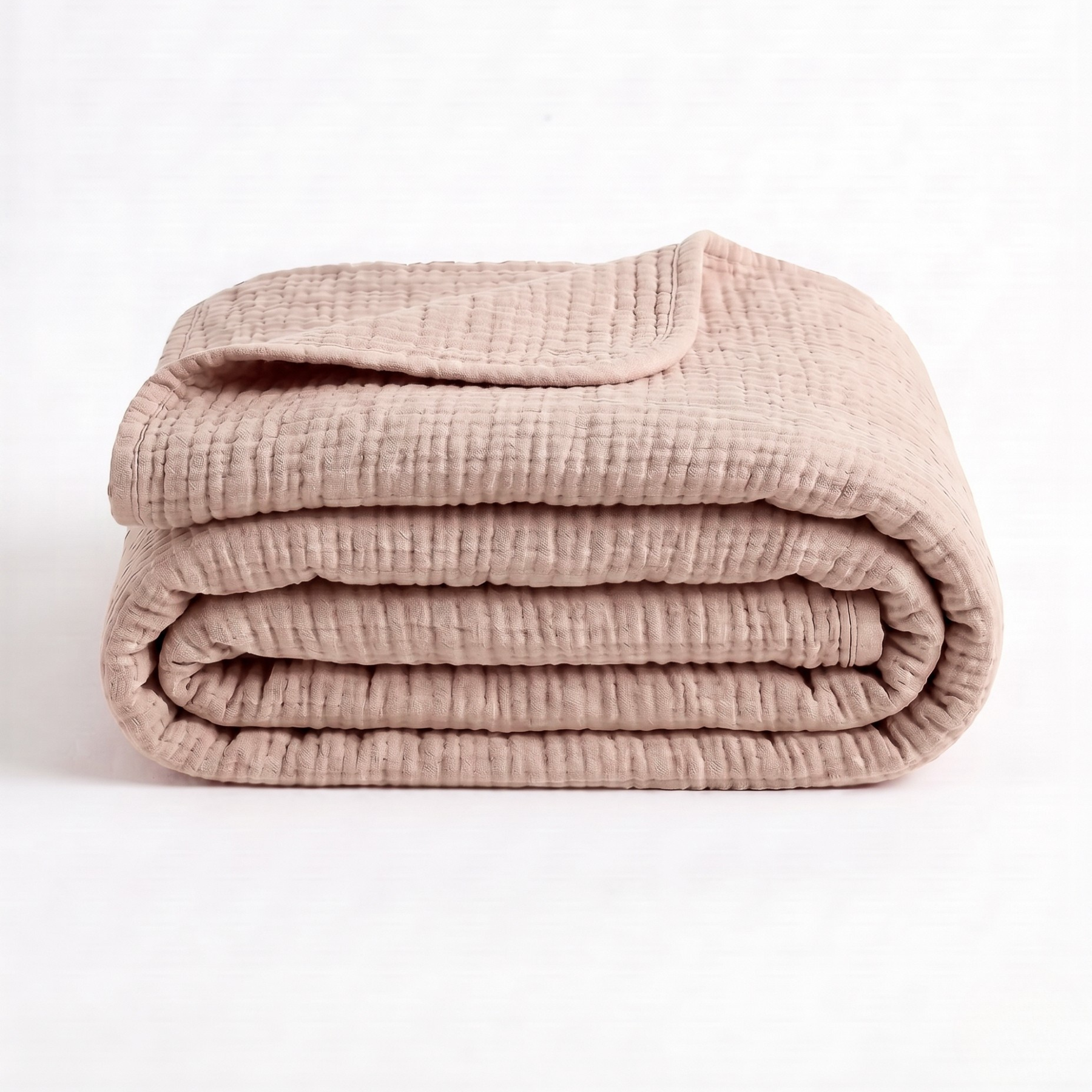 Heather Pink Cotton Gauze Light Blanket