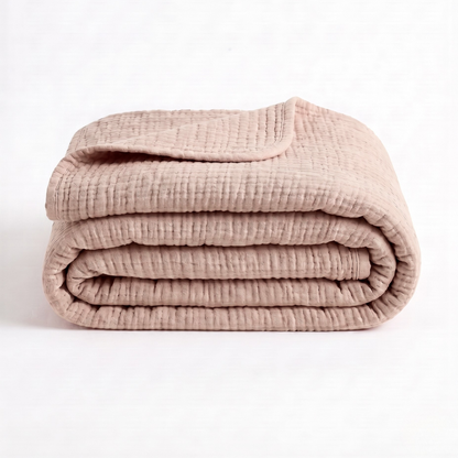 Heather Pink Cotton Gauze Light Blanket