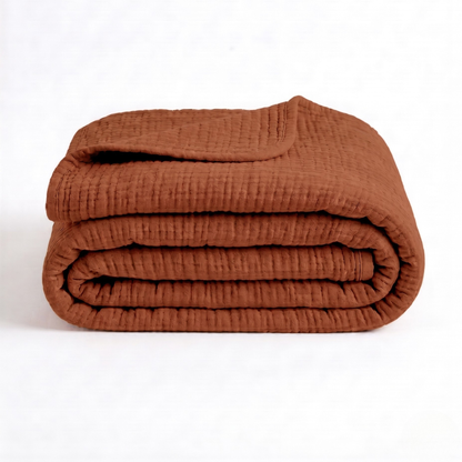Copper Brown Cotton Gauze Light Blanket