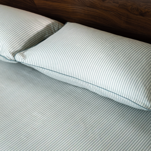 Pine Green Yarn Dyed Pin Stripe Bedsheet Set