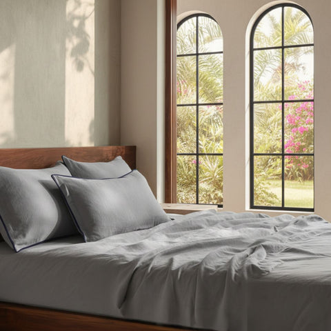 Pebble Gray Linen Bedsheet Set