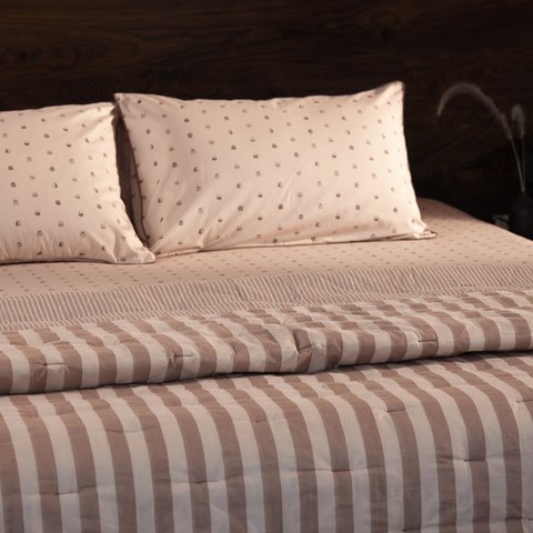 Riverbed Brown Yarn Dyed Reversible Stripe Quilt