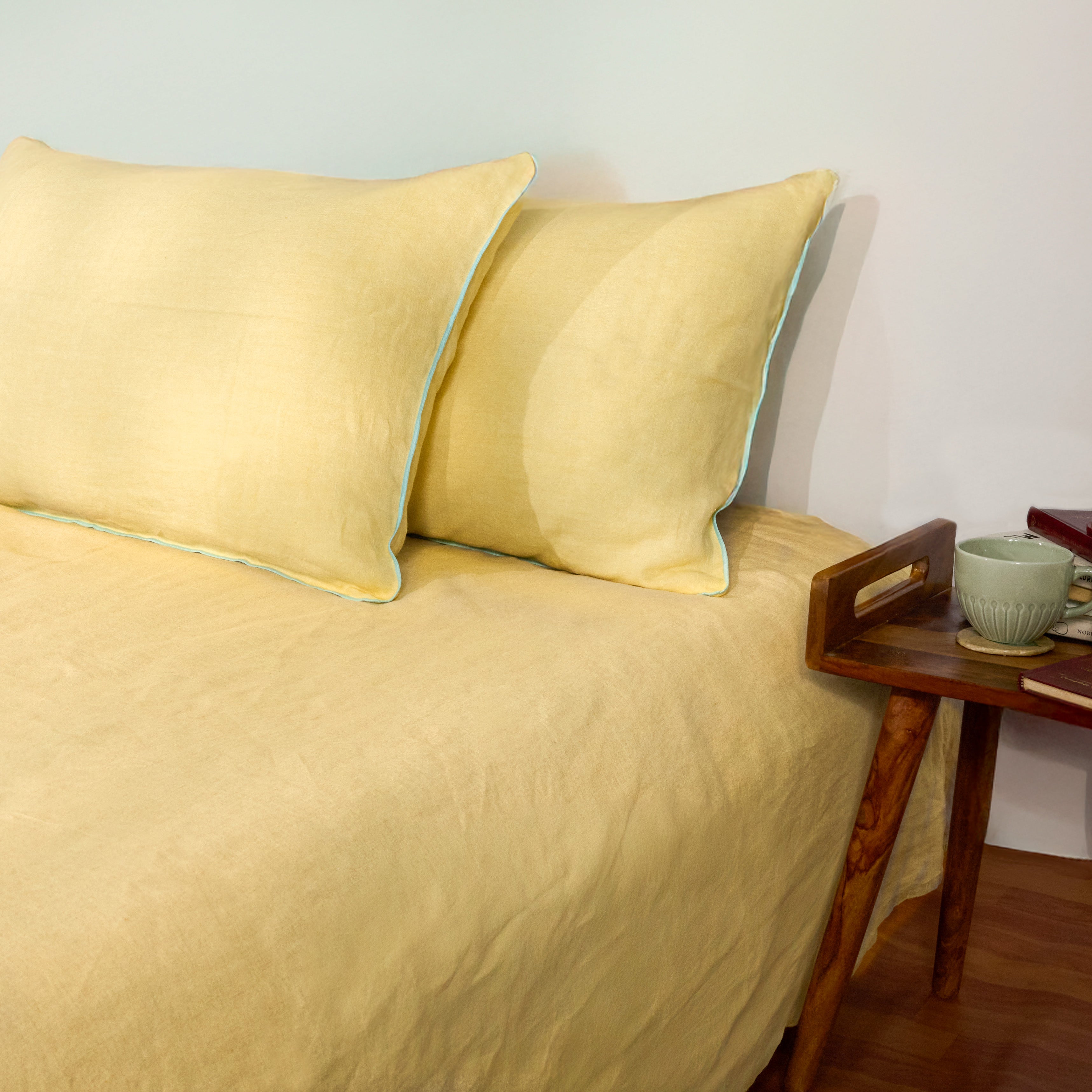 Sunlit Yellow Linen Bedsheet Set