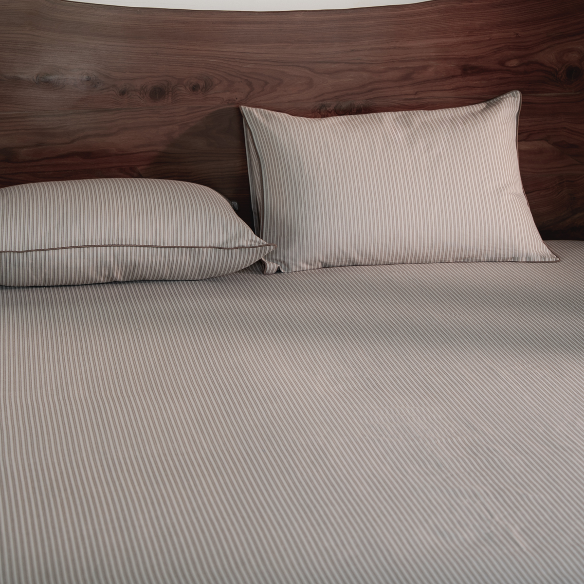 Riverbed Brown Yarn Dyed Pin Stripe Bedsheet Set