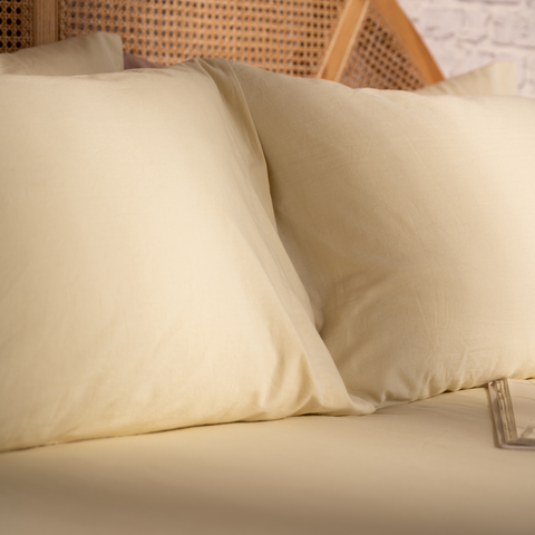 Butter Yellow Percale Pillow Cases (Set of 2)