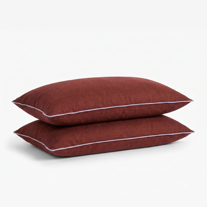 Plum Red Linen Bedsheet Set