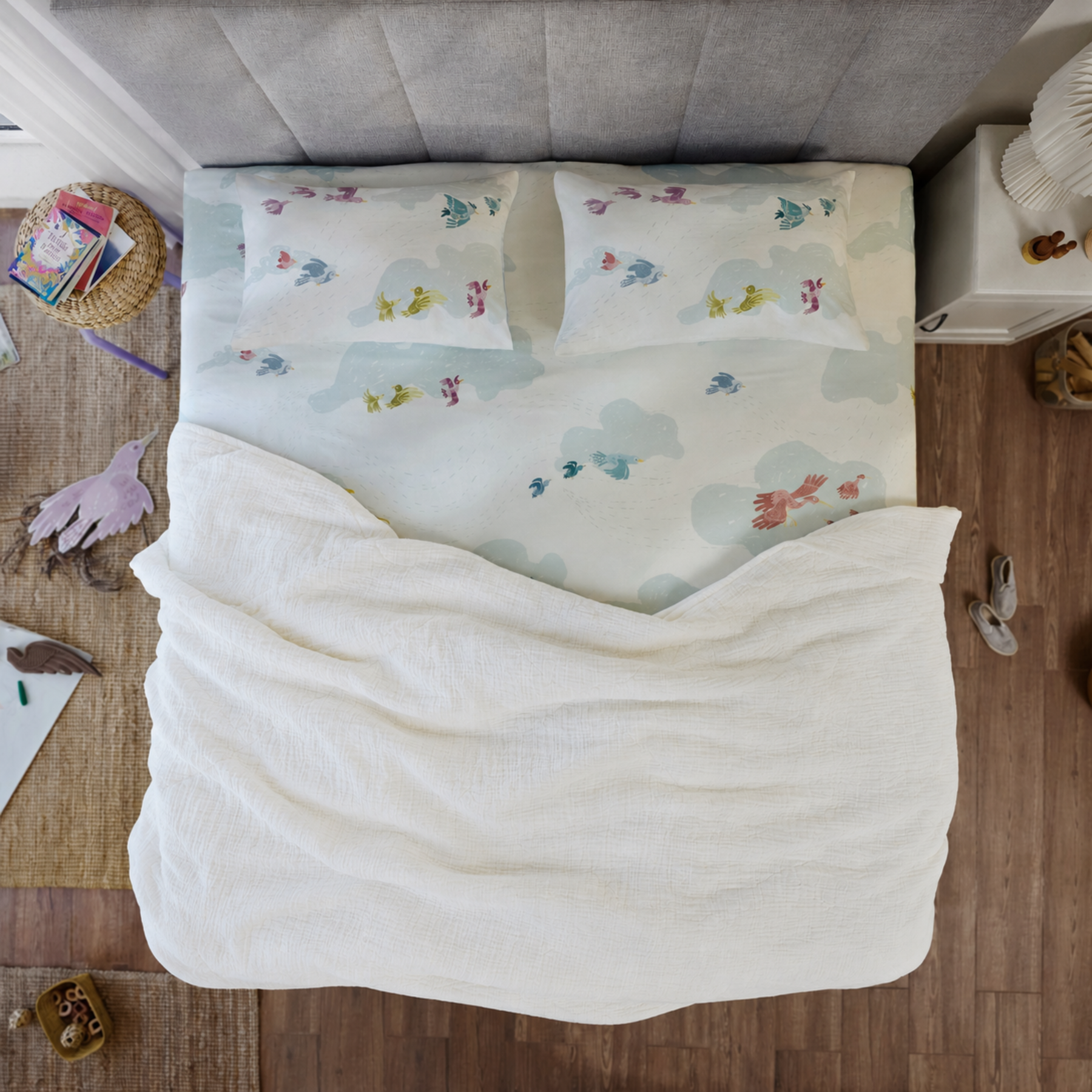 Cloud Cover - Cloud Keepers Cotton Bedsheet & Cloud White Cotton Gauze Blanket