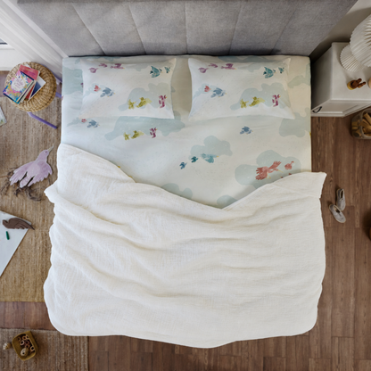 Cloud Cover - Cloud Keepers Cotton Bedsheet & Cloud White Cotton Gauze Blanket