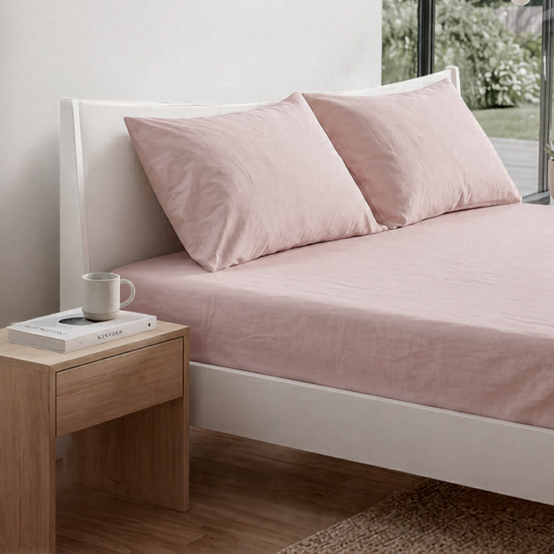 Blush Pink Percale Cooling Bedsheet Set