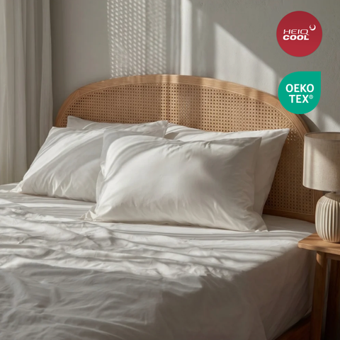 Milky White Percale Cooling Bedsheet Set