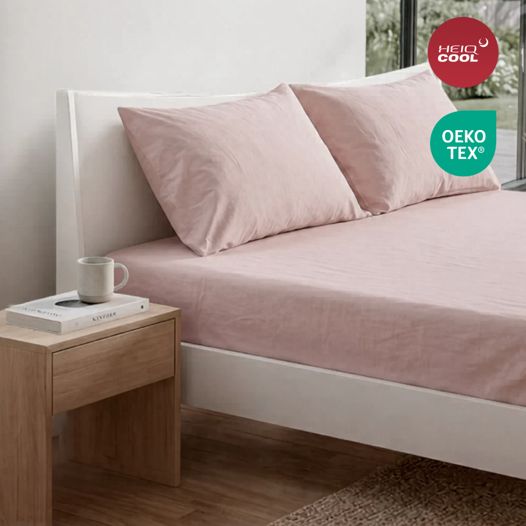 Blush Pink Percale Cooling Bedsheet Set