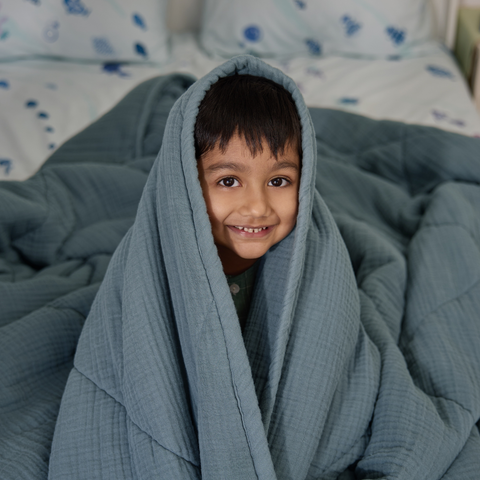 Ocean Blue Cotton Gauze Light All-Season Quilt