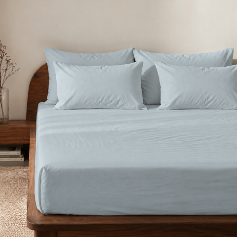French Blue Percale Cooling Bedsheet Set