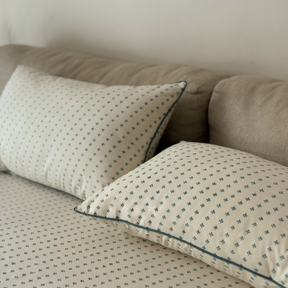 Teal Clover Block Printed Percale Bedsheet Set