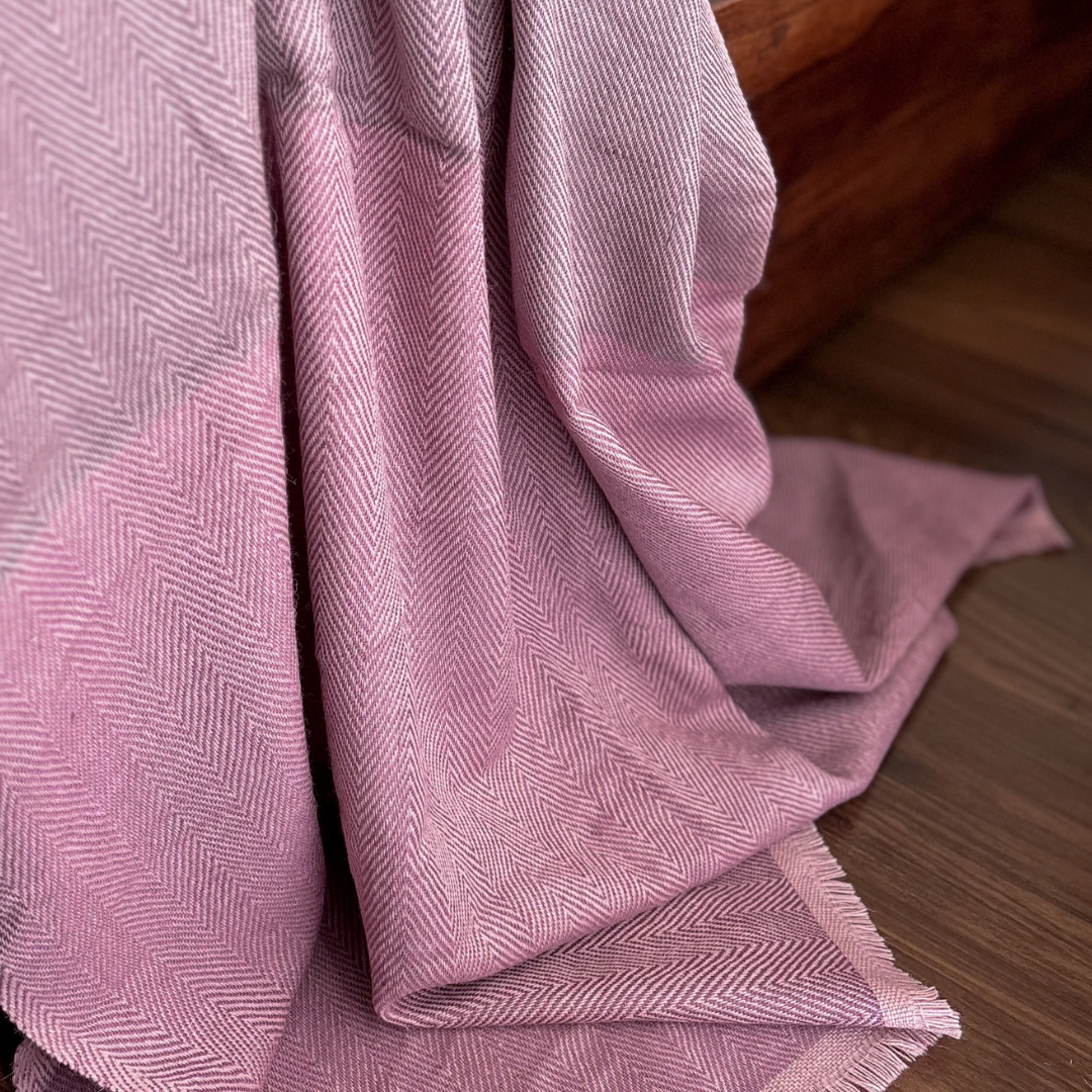 Purple Mauve Merino Hand Woven Woollen Throw
