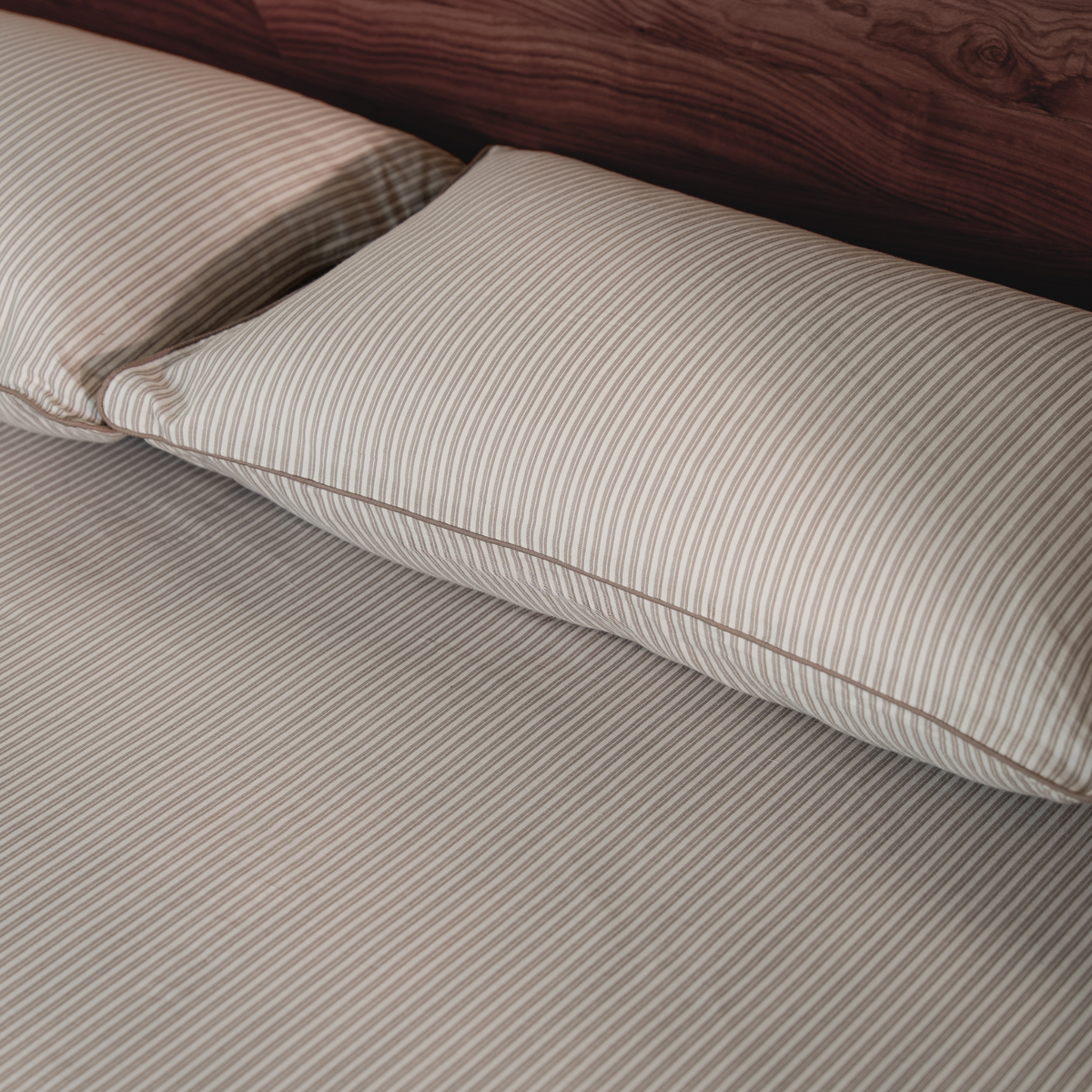 Riverbed Brown Yarn Dyed Pin Stripe Bedsheet Set