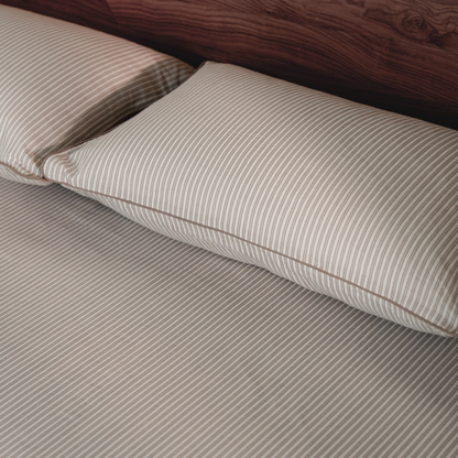 Riverbed Brown Yarn Dyed Pin Stripe Bedsheet Set