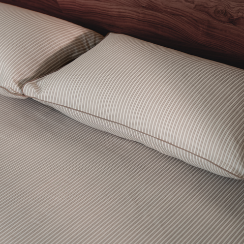 Riverbed Brown Yarn Dyed Pin Stripe Bedsheet Set